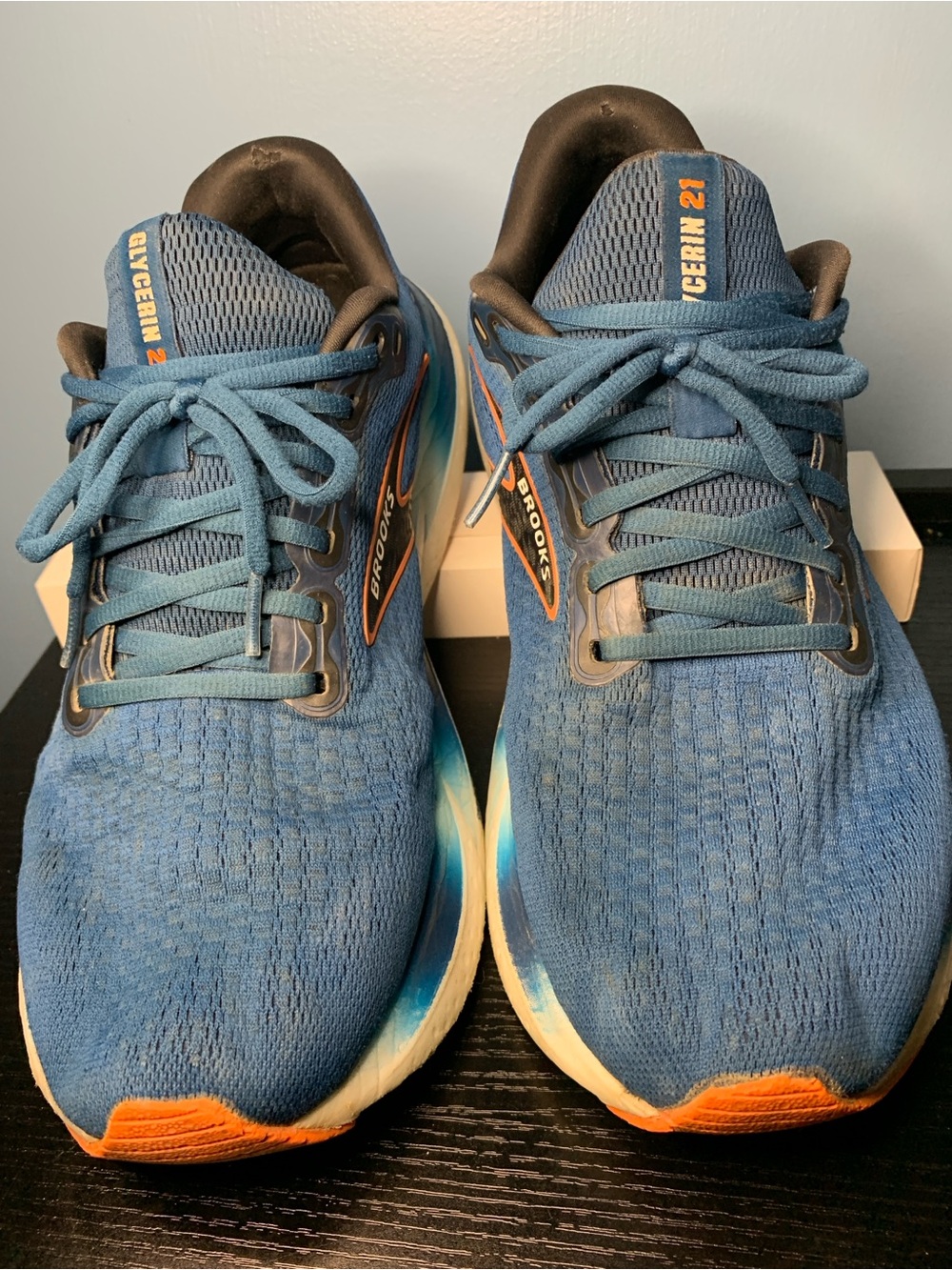 Brooks Men’s Glycerin GTS 21 Running Sneakers - Blue/Orange Accents - Picture 3 of 6